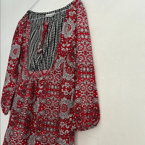 Cato Red and Black Sundress with Bishop Sleeves - Picture 4 of 6